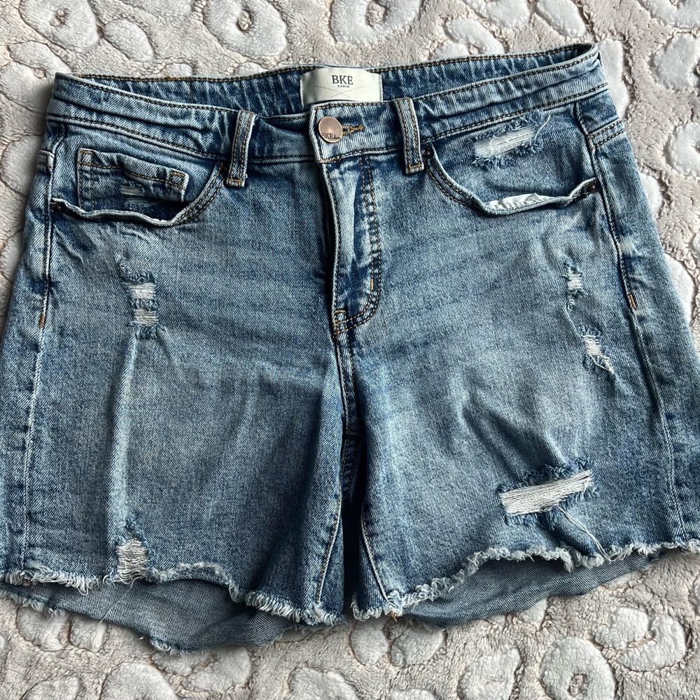 BKE Blue Jean Shorts Distressed Mid-Length